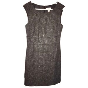 LOFT Black Tweed Cap Sleeve Sheath Dress